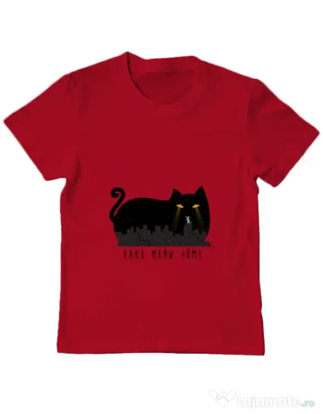 Tricou ADLER copil Take Meow Home Rosu