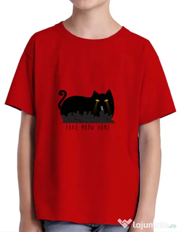 Tricou ADLER copil Take Meow Home Rosu