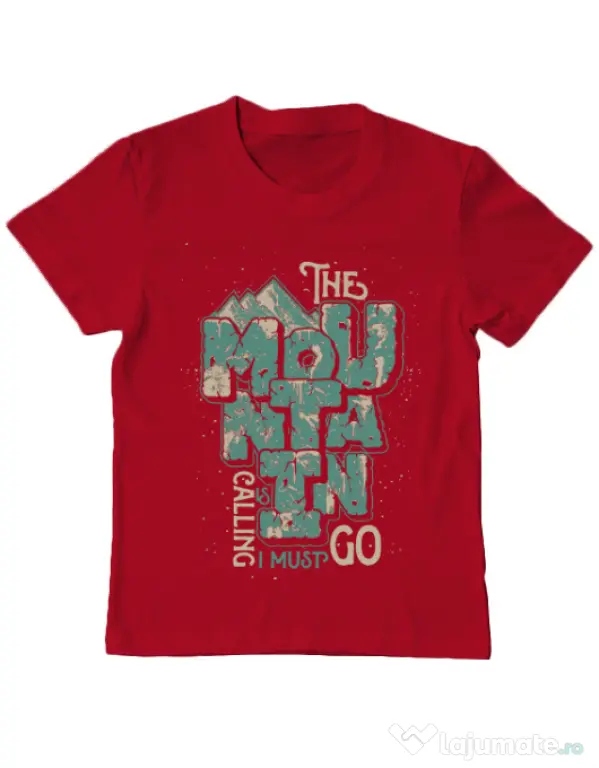 Tricou ADLER copil The mountain is calling, I must go! Rosu