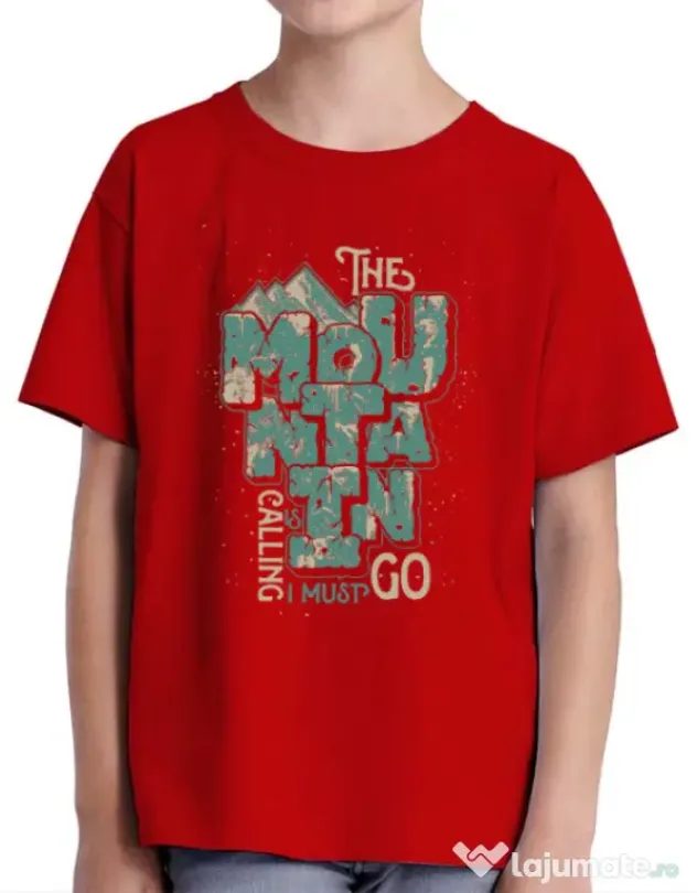 Tricou ADLER copil The mountain is calling, I must go! Rosu