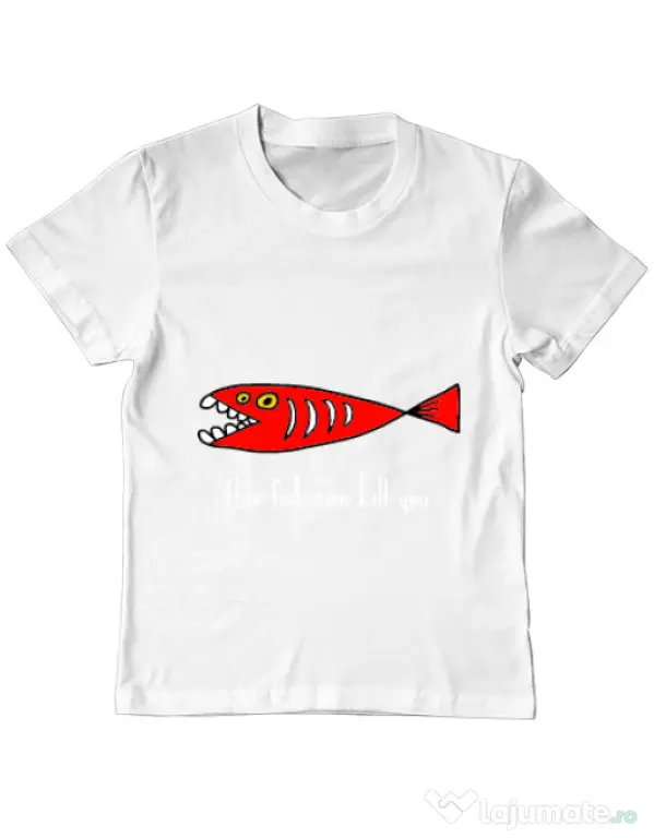 Tricou ADLER copil This fish can kill you Alb