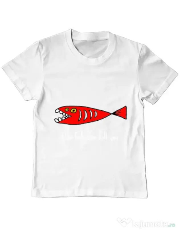 Tricou ADLER copil This fish can kill you Alb