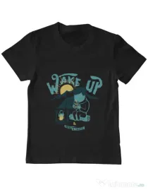 Tricou ADLER copil Wake up and drink a coffee Negru