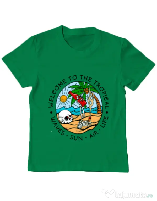 Tricou ADLER copil Welcome to the tropical Verde mediu