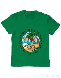 Tricou ADLER copil Welcome to the tropical Verde mediu