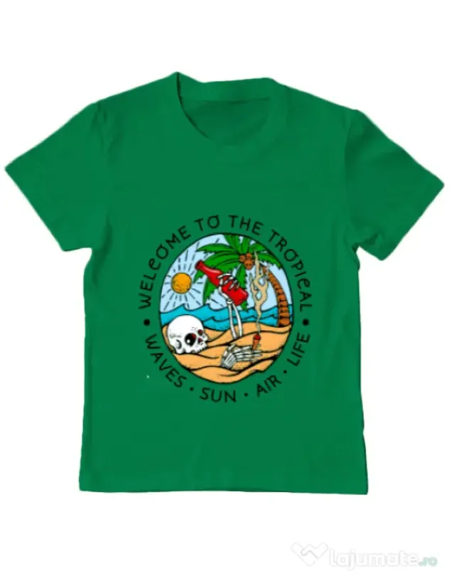 Tricou ADLER copil Welcome to the tropical Verde mediu