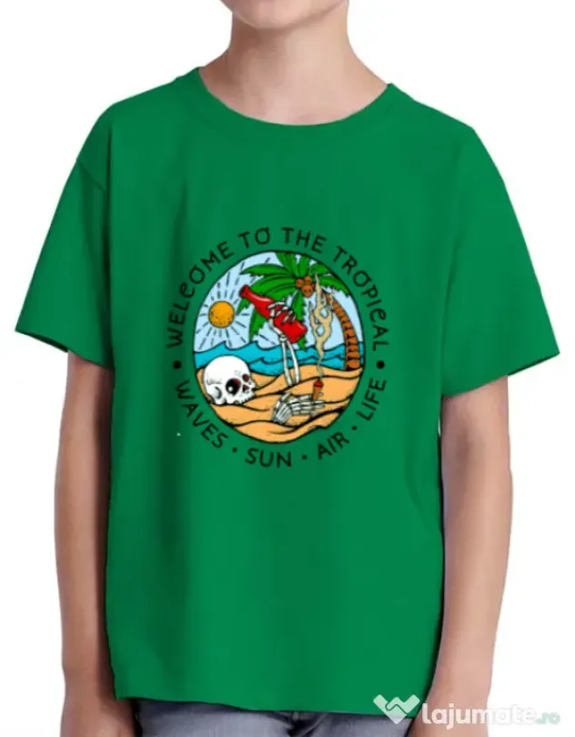Tricou ADLER copil Welcome to the tropical Verde mediu