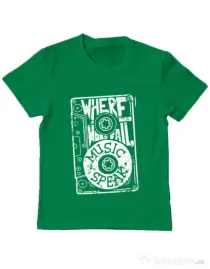 Tricou ADLER copil Where words fail, music speaks Verde mediu