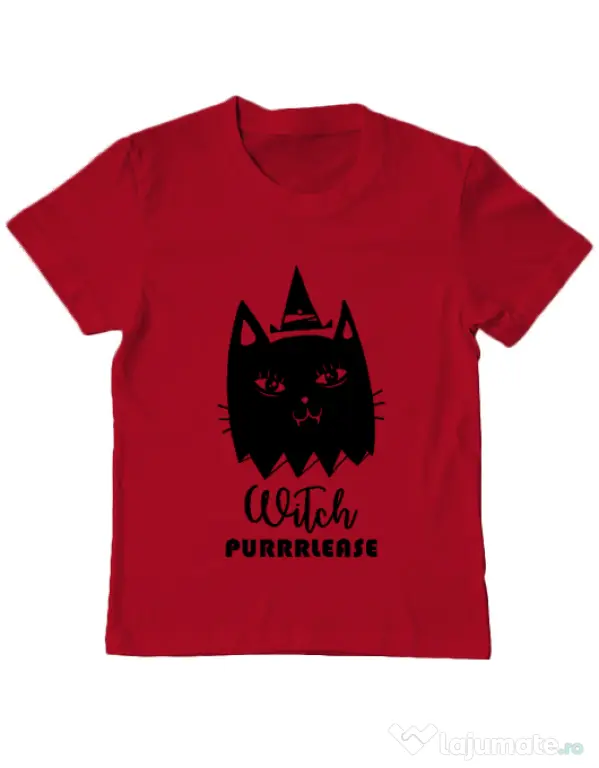 Tricou ADLER copil Witch Purrrlease Rosu