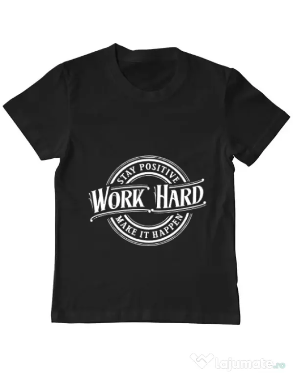 Tricou ADLER copil Work Hard Negru
