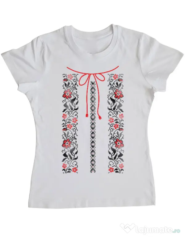 Tricou ADLER dama Etno 1 Alb