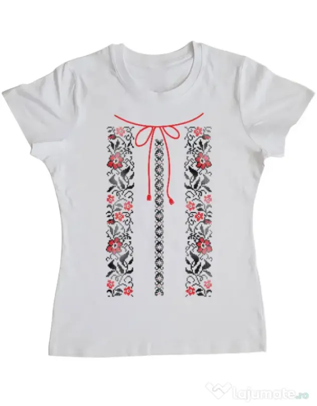 Tricou ADLER dama Etno 1 Alb