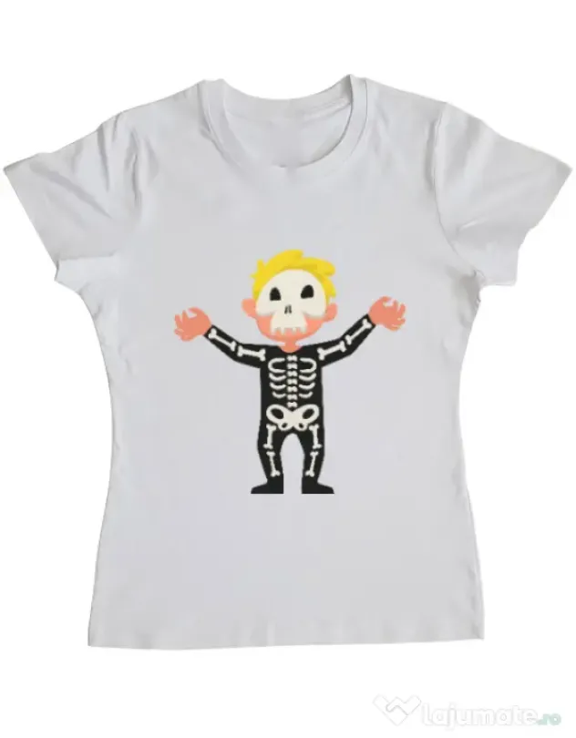 Tricou ADLER dama Halloween Skull Alb