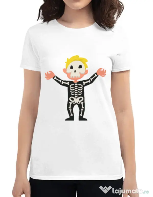 Tricou ADLER dama Halloween Skull Alb