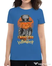 Tricou ADLER dama I want you to halloween Albastru azuriu 
