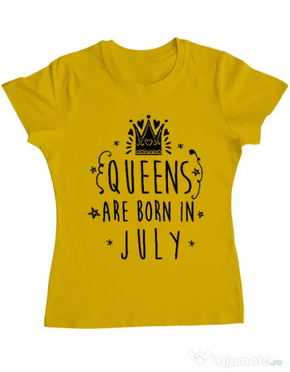 Tricou ADLER dama Queens are born in July Galben