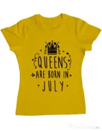 Tricou ADLER dama Queens are born in July Galben