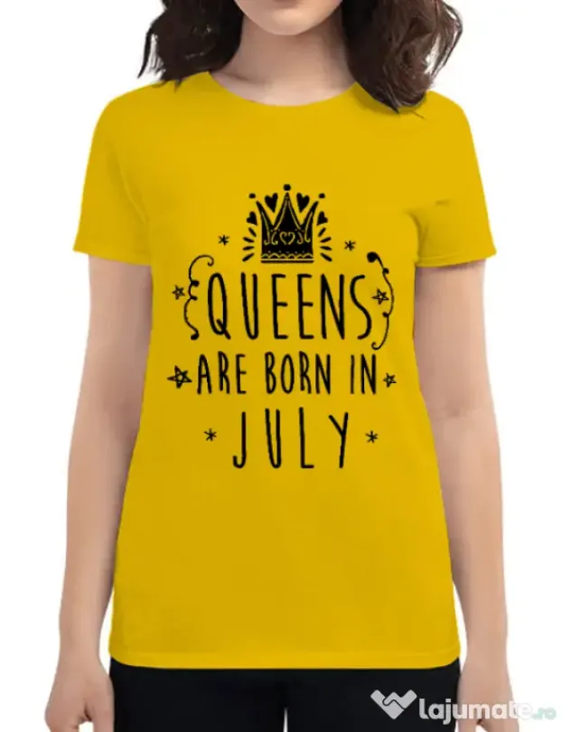 Tricou ADLER dama Queens are born in July Galben