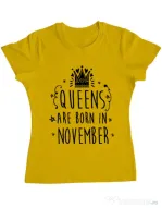 Tricou ADLER dama Queens are born in November Galben