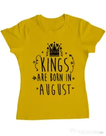 Tricou ADLER dama Kings are born in August Galben