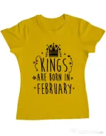 Tricou ADLER dama Kings are born in February Galben