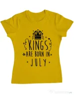 Tricou ADLER dama Kings are born in July Galben