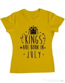 Tricou ADLER dama Kings are born in July Galben