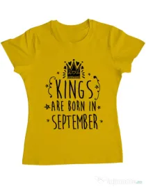 Tricou ADLER dama Kings are born in September Galben