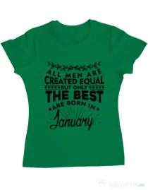Tricou ADLER dama The best men are born in January Verde mediu
