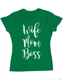 Tricou ADLER dama Wife mom boss Verde mediu