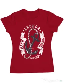 Tricou ADLER dama Anchor your soul Rosu