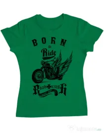 Tricou ADLER dama Born to ride Verde mediu