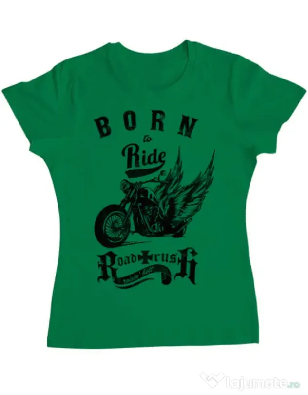Tricou ADLER dama Born to ride Verde mediu