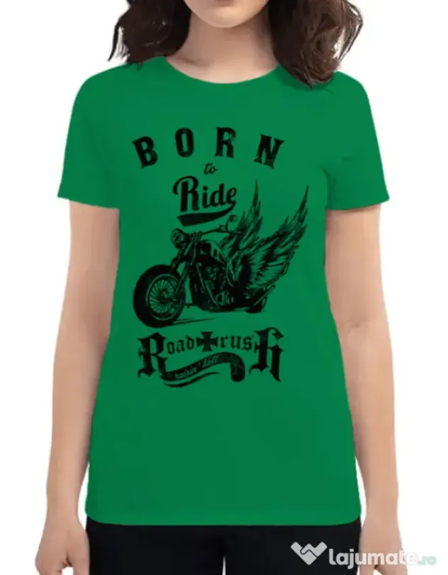 Tricou ADLER dama Born to ride Verde mediu