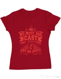 Tricou ADLER dama Cast no anchor Rosu