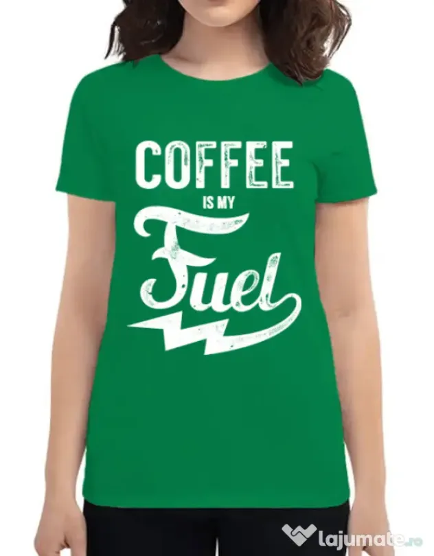 Tricou ADLER dama Coffee is my fuel Verde mediu