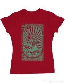 Tricou ADLER dama Frog king Rosu