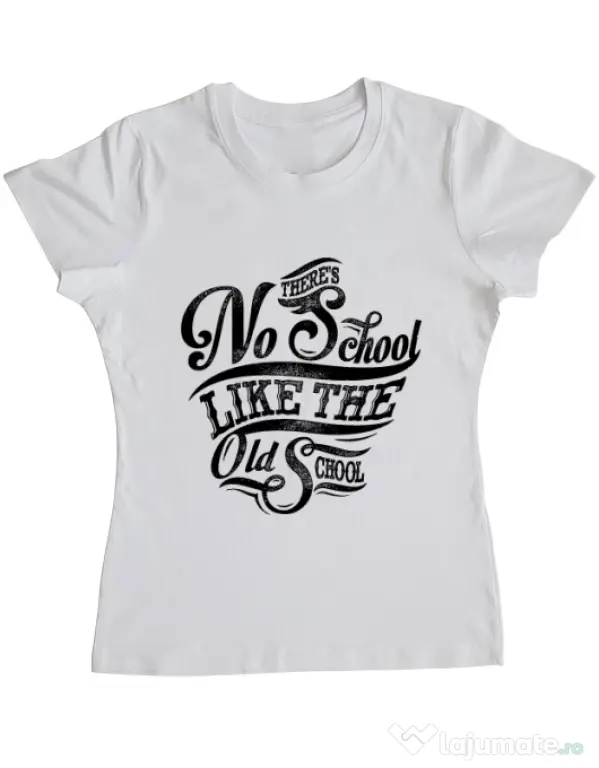 Tricou ADLER dama Old school typography Alb