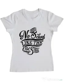 Tricou ADLER dama Old school typography Alb