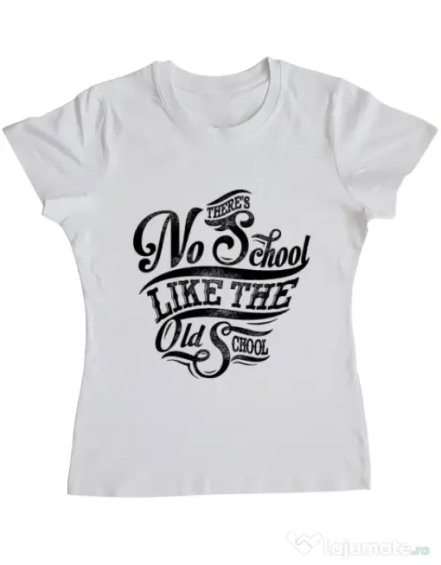 Tricou ADLER dama Old school typography Alb