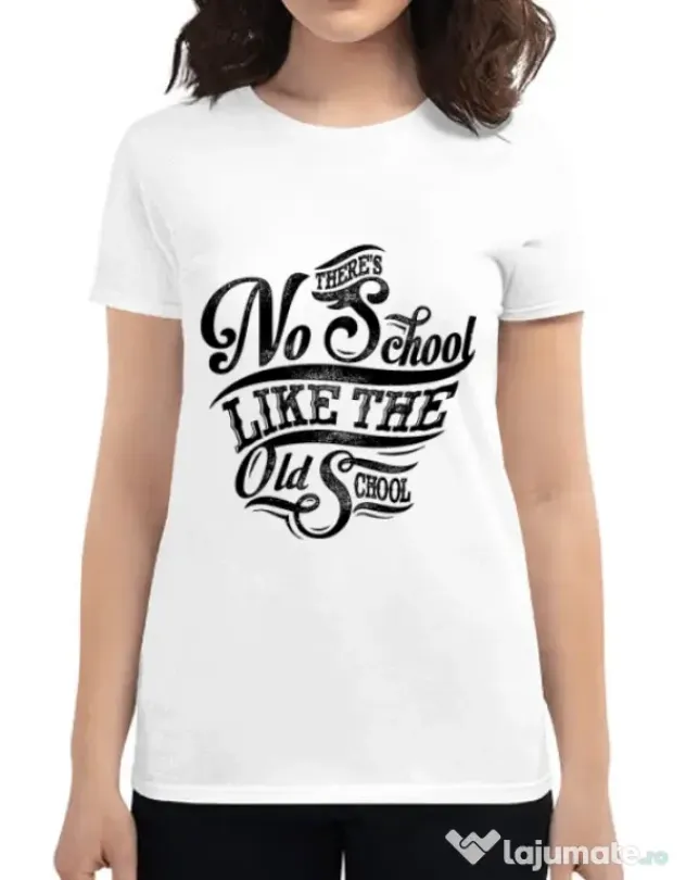 Tricou ADLER dama Old school typography Alb