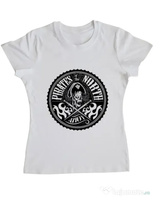 Tricou ADLER dama Pirates of the north Alb