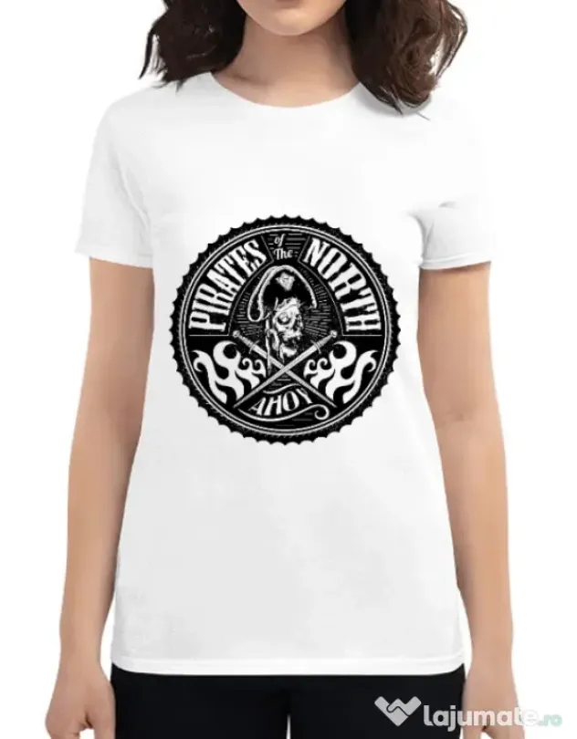 Tricou ADLER dama Pirates of the north Alb