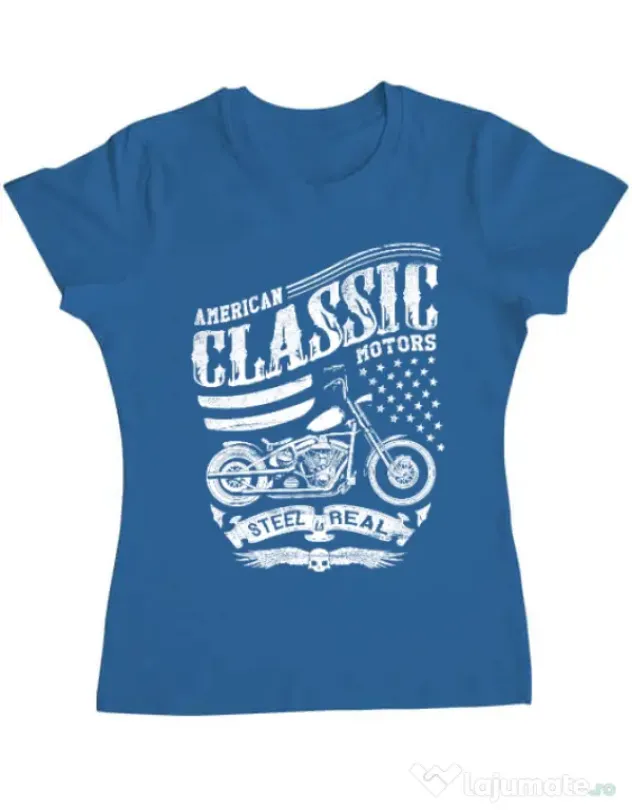 Tricou ADLER dama Steel is real Albastru azuriu