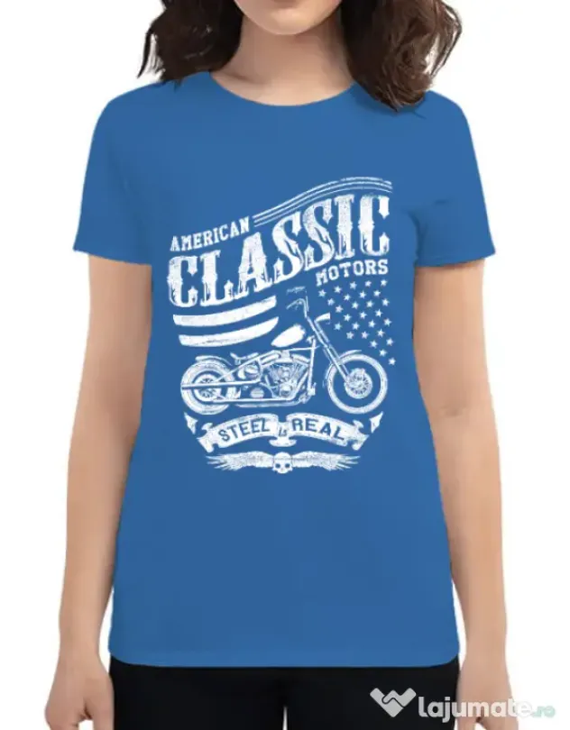 Tricou ADLER dama Steel is real Albastru azuriu
