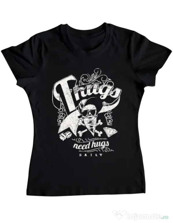 Tricou ADLER dama Thugs need hugs Negru