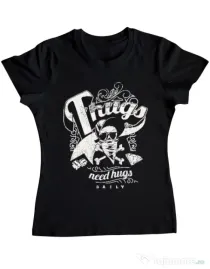 Tricou ADLER dama Thugs need hugs Negru