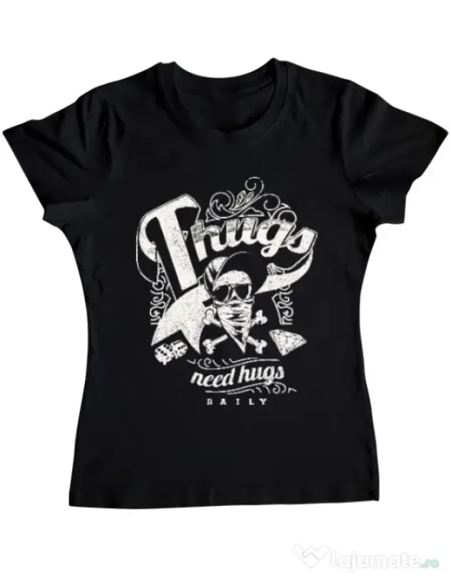 Tricou ADLER dama Thugs need hugs Negru