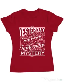 Tricou ADLER dama Yesterday is history Rosu
