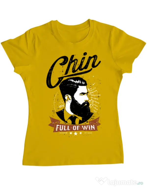 Tricou ADLER dama Chin full of win Galben